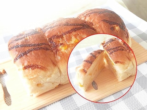 パウンド型でミニサイズ!コーンマヨ入り食パン♪